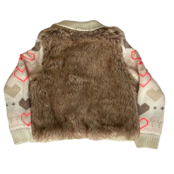 Design by Max Moretti Faux Fur Knit Girl’s Jacket Size 6 Cream - Picture 2 of 8